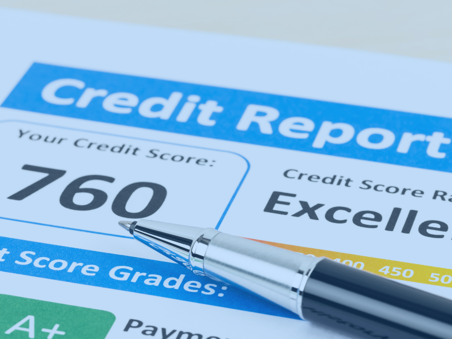 credit score image with paper and pen